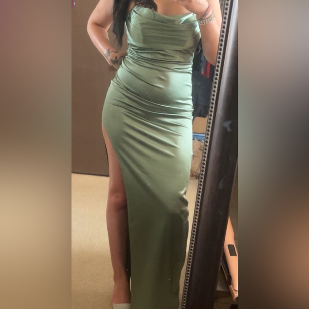 Satin Dress in Green